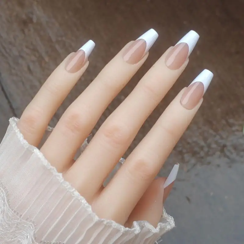 30pcs French Ballet Fake Nail Fashion Press On Quick Extension Wearable False Nails Natural Full Cover Nail Tips Manicure Art