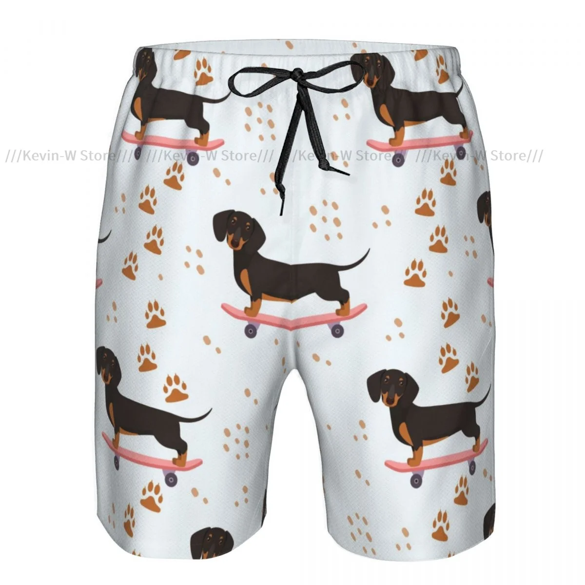 Summer Men Swimwear Breathable Quick Dry Trunks Funny Dachshund On Skateboard Beach Shorts for Running Training Surfing