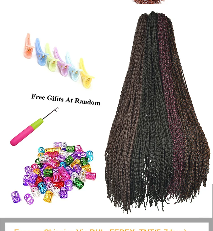 Chorliss Long Curly Zizi Box Braids Hair Synthetic Crochet Braids Hook Braid Hair Colored Burgundy Pink Fake Hair For Women 28\'\'