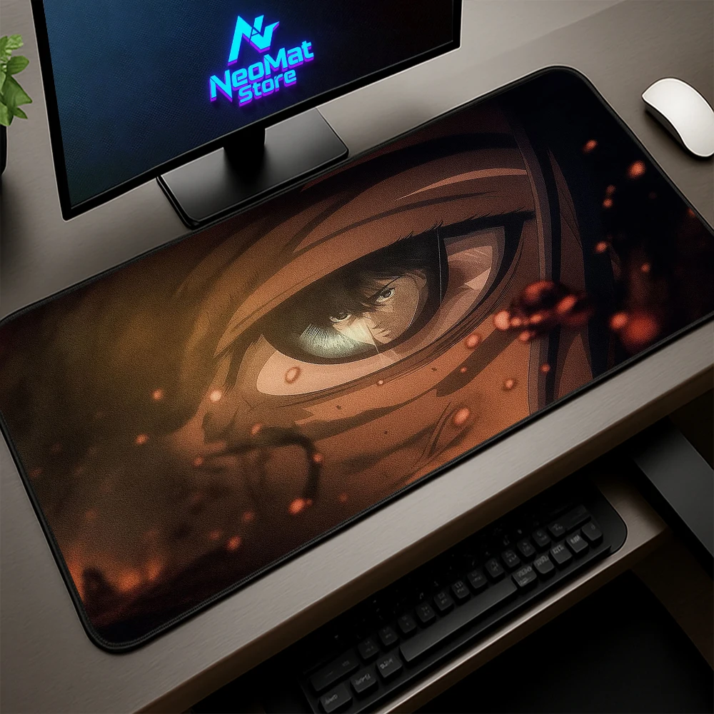 

Gaming Mat 900x400 Desktop Mousepad 80x30cm Stitched Edge Anime Scene Desk Setup Titan Eye Eren Reflection Attack on Titan Final
