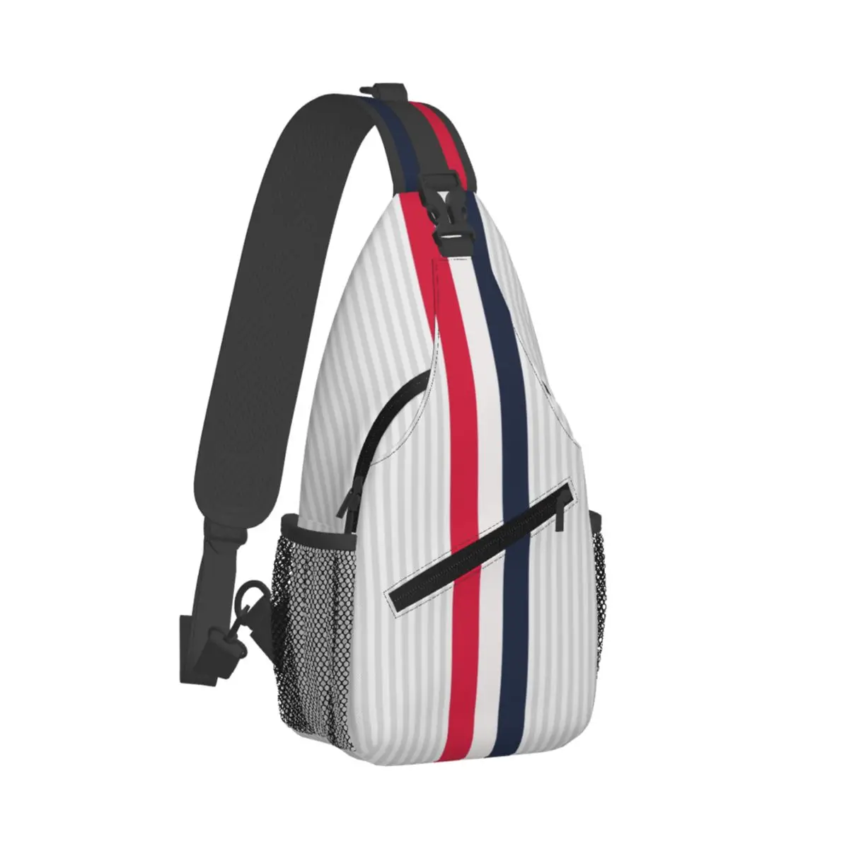 Thom-Stripes Red White Navy TB Trendy cross chest bag diagonally, a fashionable backpack designed for outdoor sports and travel