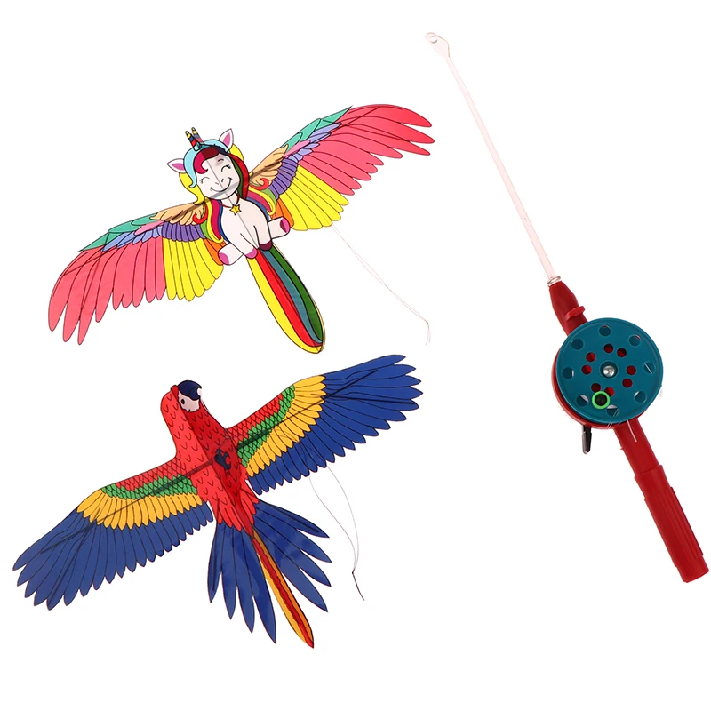 

Cartoon Eagle Foldable Children Kite Mini Plastic Toys Kite + 40cm Hand Brake Fishing Rod Toys For Children Kids Outdoor Toy