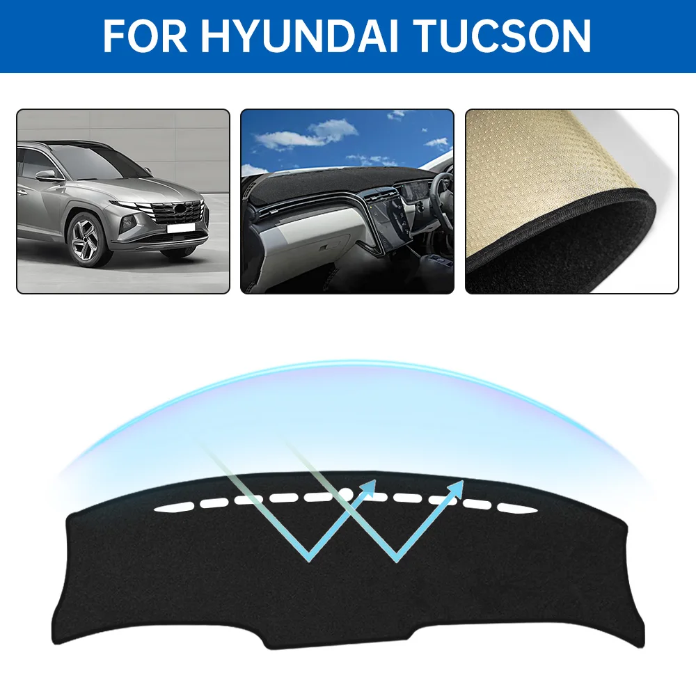 

For Hyundai Tucson NX4 2021 2022 2023 Car Dashboard Cover Sunshade Protector Non-slip Anti-UV Dash Mat Car Interior Accessories