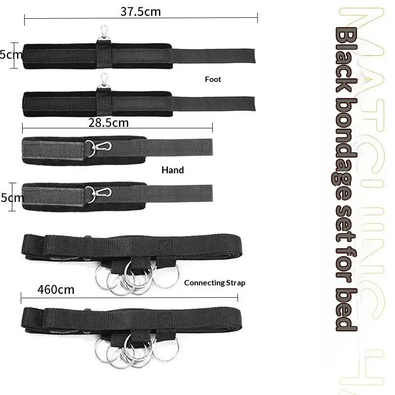 【AD】Bed Restraint Set Couple Sex Toys Bondage Handcuff Kit Adult Game Tool 18+ Erotic Tie Downs Arm Ankle Eyeblinder  Sextoy view 6