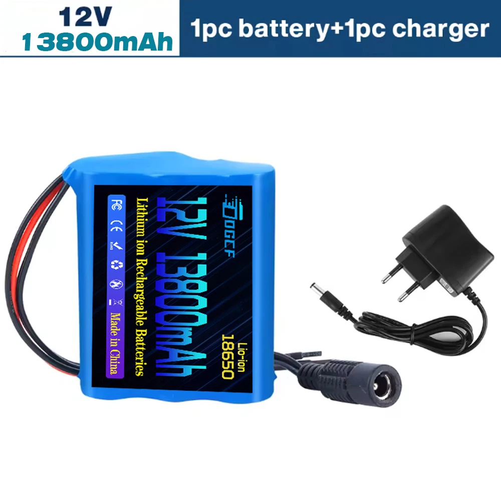 

Upgraded 3S1P Protection Plate12V 13.8AhBattery Pack 12V 13800mAh18650 Lithium ion DC 12.6V Super Rechargeable Battery+Charger