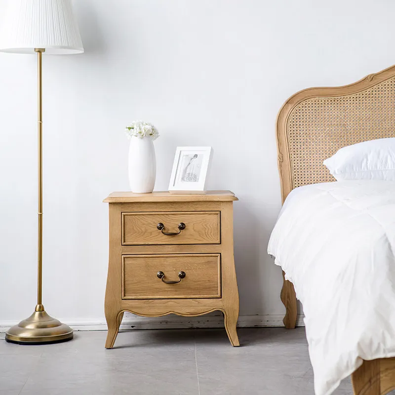 

Прикроватная тумбочка с двумя ящиками, европейский антикварный стиль, американский стиль, из массива дерева, в европейском и американском деревенском пасторальном стиле, угловой шкафчик для спальни.