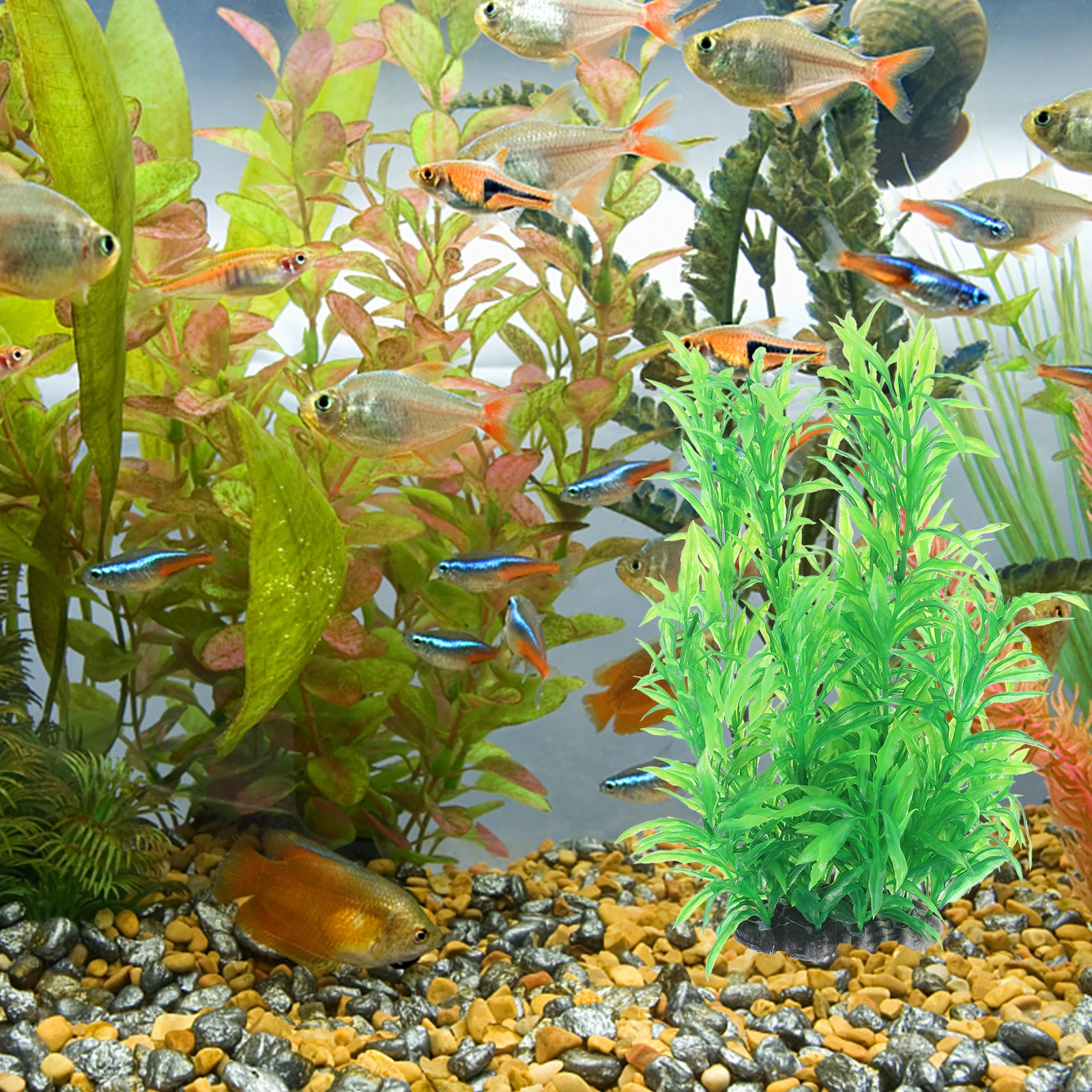 

Lifelike Green Plant Durable Plastic Extra Large Aquarium Decorations Fish Tank Plants Reptile Terrarium L scape Pet