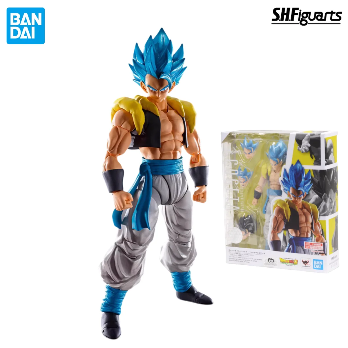 

In Stock BANDAI S.H.Figuarts Original Dragon Ball Super Gogeta Super Saiyan God Super Saiyan Blue Anime Action Figure Toy Gift