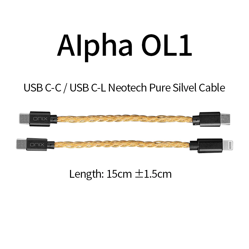 ONIX Alpha OL1 Neotech Pure Silvel Audio Cable USB C to USB C / USB C to Lightning Interfacer for ONIX Alpha XI1 DAC