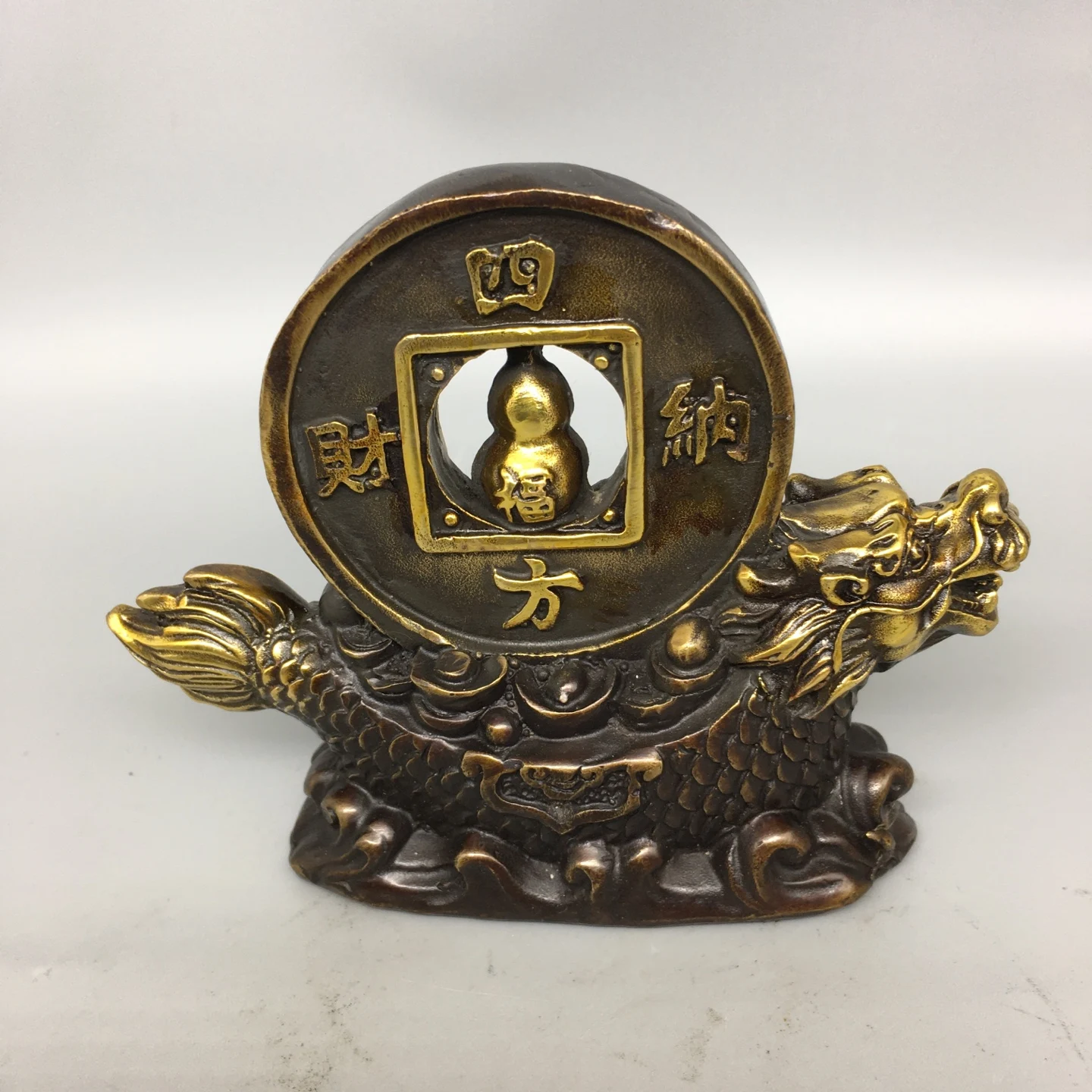 

Bronze gilded square wealth collection home living room foyer Feng Shui decoration dragon boat opening ceremony