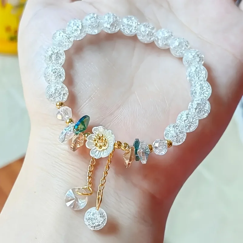 Vedawas 3pcs/set Bohemian Handmade Colorful Beaded Flower Bracelet Vintage Set,Elegant Holiday Daily Resin Women Accessories