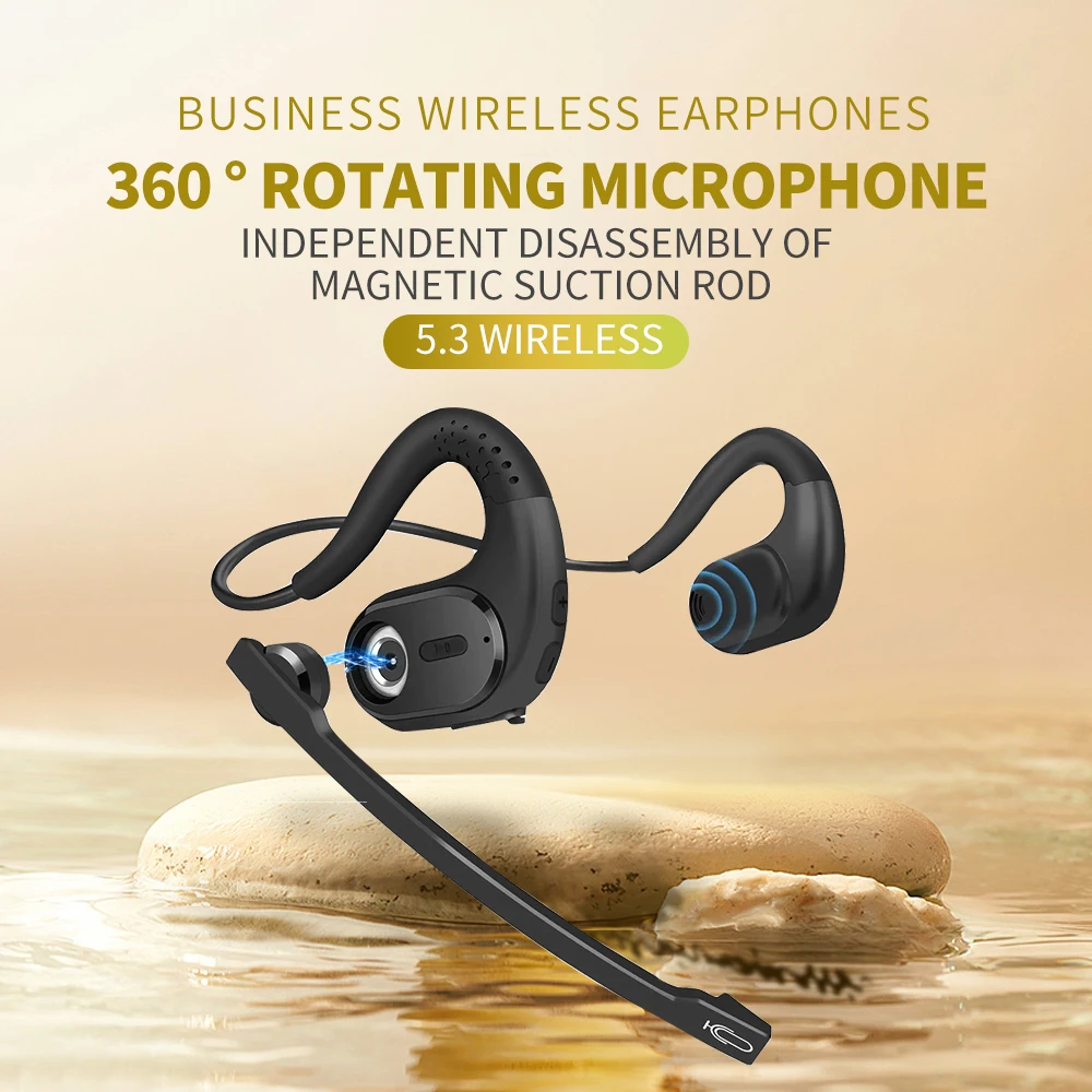 Trucker Bluetooth Headset Sports Wireless Headphones with Removeable Boom Microphone Mute Button Open Ear Bluetooth Earphones