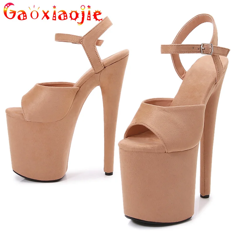 Women 2024 Suede Super High Heel 20CM Shoes Waterproof Platforms 10CM Nightclub Striper Sandals Striptease Summer Stiletto Pumps