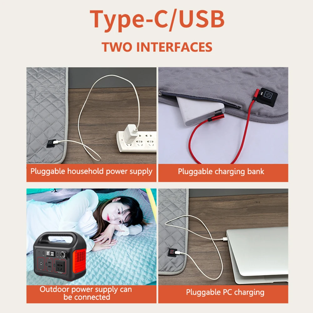 5 فولت USB النوم لوحة التدفئة الكهربائية وسادة ساخنة مقاومة البرد 3-Level درجة الحرارة للتخييم في الهواء الطلق ساخنة حصيرة كهربائية