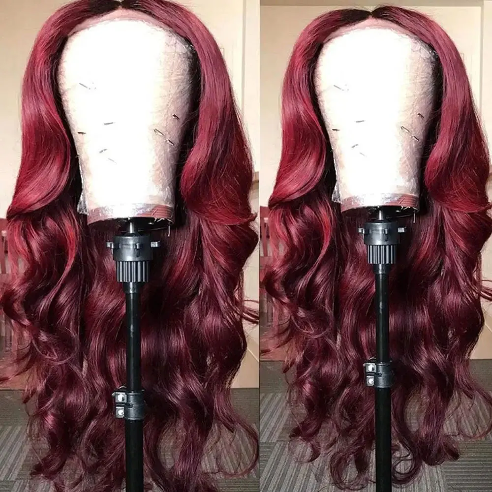 Body Wave Wig Burgundy 99J Lace Front Wig 13x4 13x6 Hd Lace Frontal Wig Human Hair Pre Plucked 99J Red Colored Wig