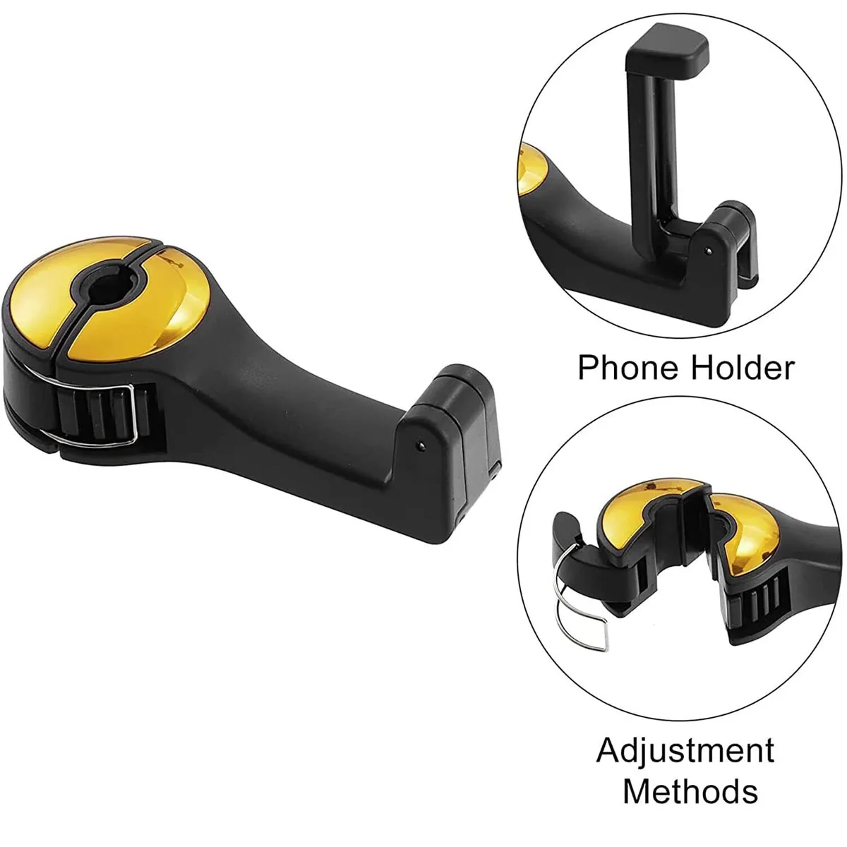 1/2/5 шт. 2 в 1, скрытые крючки для подголовника автомобиля с держателем для мобильного телефона, универсальные вешалки для хранения на спинку автомобильного сиденья, подвесные крючки