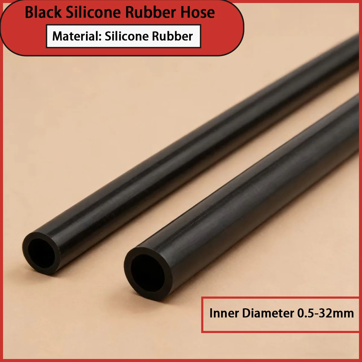 Black silicone rubber hose with an inner diameter of 0.5-32mm is used for automobiles, machinery,and industrial equipment