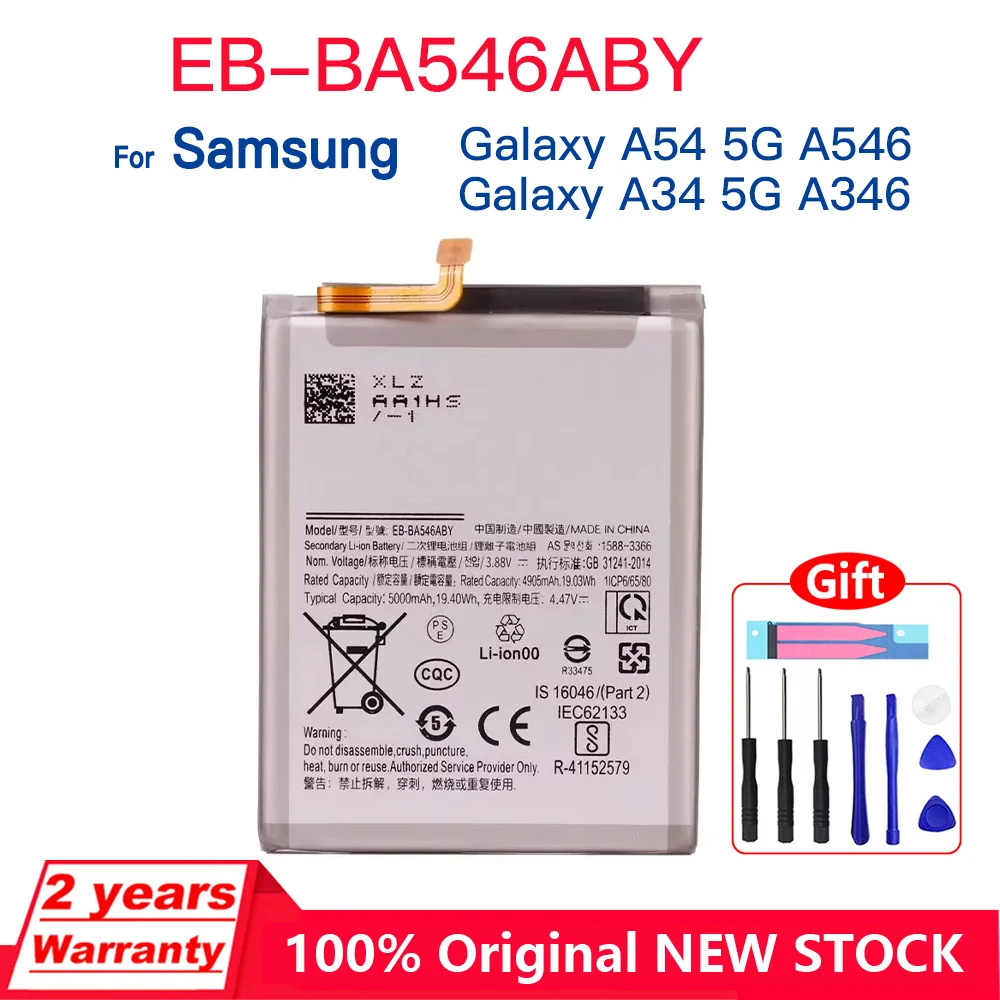 Genuine Brand New EB-BA546ABY 5000mAh Battery For Samsung Galaxy A54 5G A546/Galaxy A34 5G A346 Phone Batteries+Tools