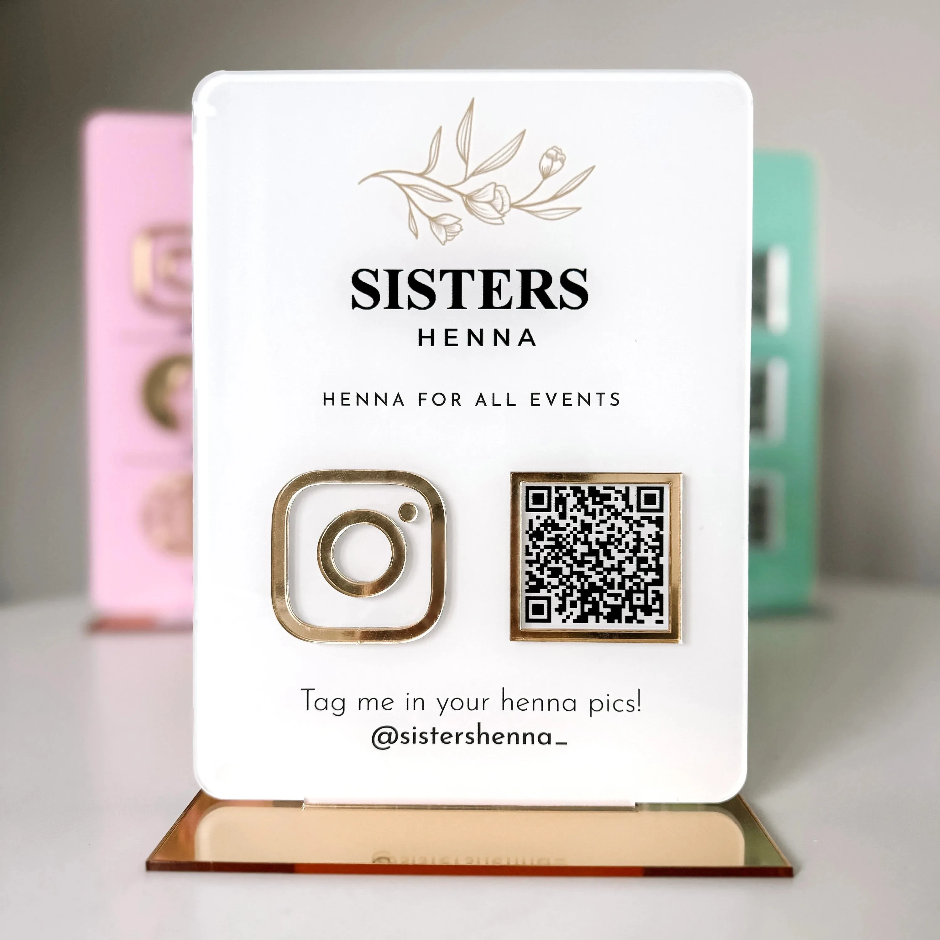 Placa de acrílico con código QR personalizado, soporte con logotipo personalizado para empresas, letrero para reseñas de Google, decoración para mostrador de redes sociales, Wifi, Instagram