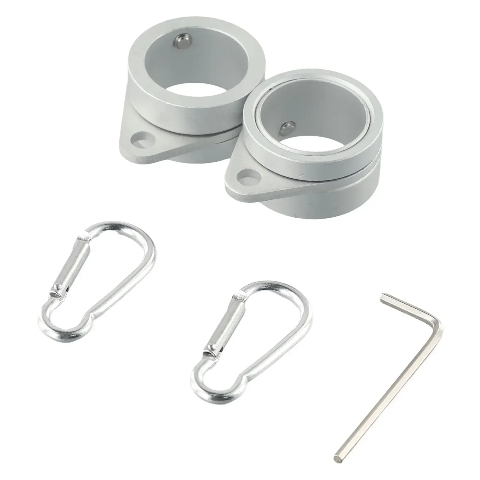 2pcs Flag Pole Ring Aluminum Alloy For 0.75-1 In Pole 360° Rotating Anti-Wrap Clip Holder Rotating Clip Flag Pole Kit