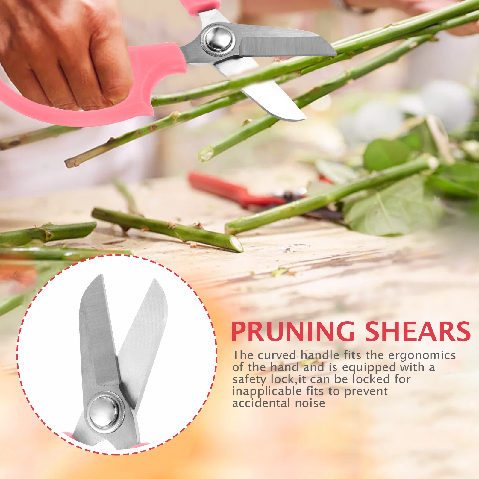 

1Pcs Stainless Steel Gardening Scissor Durable Sharp Blades for Bonsai Pruning Cut Flowers Garden Trees Labor-Saving Pink