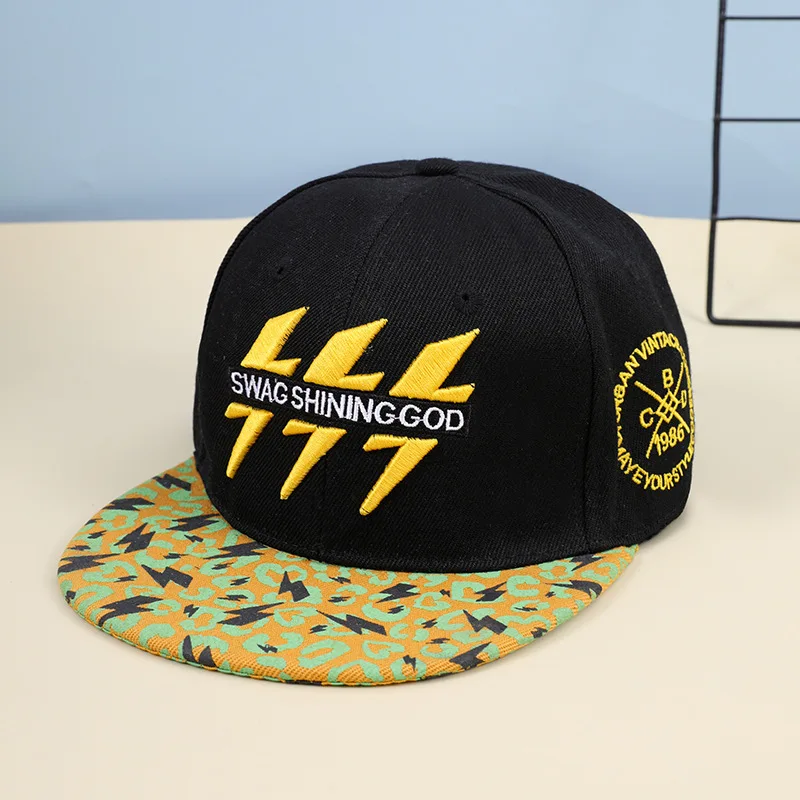 Lightning Flat Brim baseball cap Men Hiphop Punk Three-dimensional Embroidered Cap Male Outdoor Sprot Casual Caps for Women