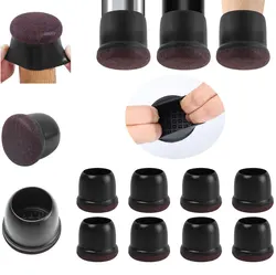 Protecteurs de sol en silicone pour pieds de chaise avec optique, coussinets en feutre rond, couvre-pieds de meubles, pieds de table noirs, protection standard, capuchons, 8 pièces