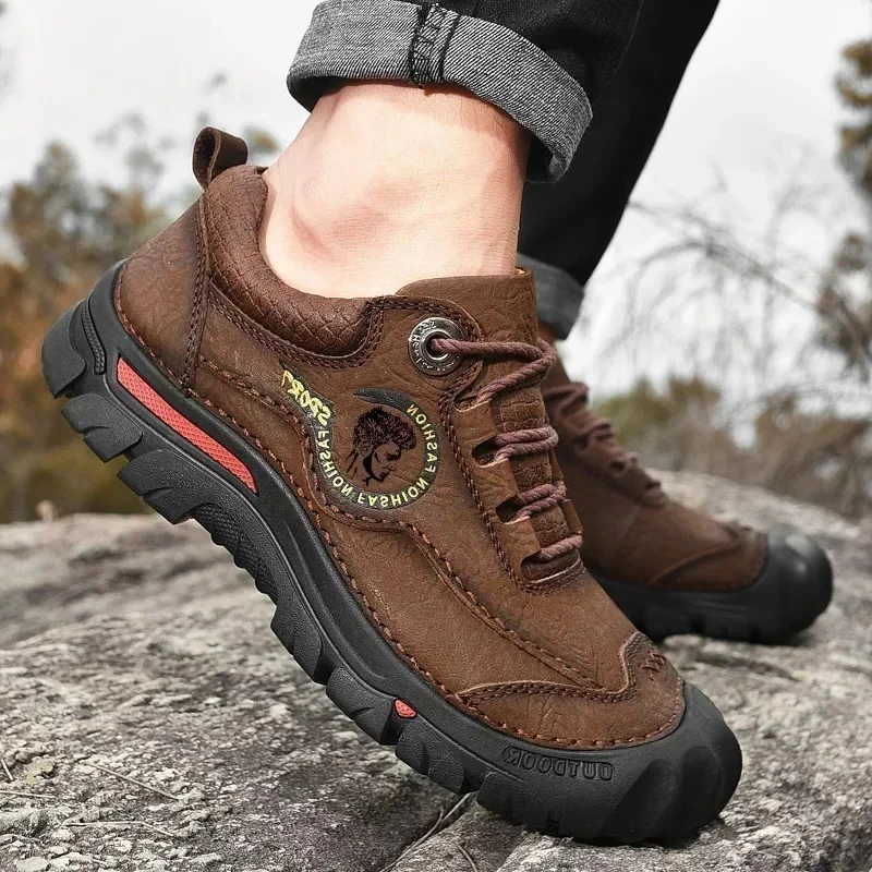 

Men's Footwear Outdoor Camping Hiking Shoes Men Genuine Leather Sports Sneakers Man Travel Casual Leisure Walking Climbing