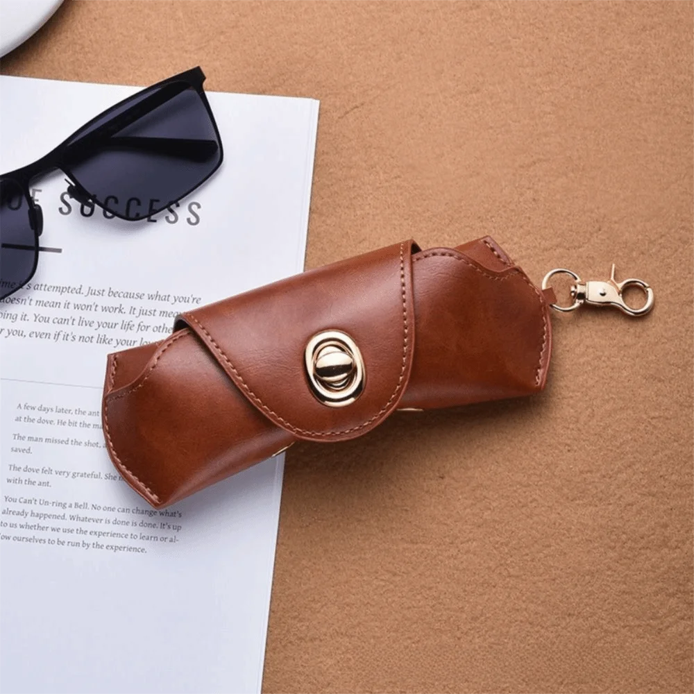 

Soft Hanging Sunglasses Case Portable PU Leather Glasses Storage Bag Protective Wear-resistant Eyeglasses Clip Neck Wearing