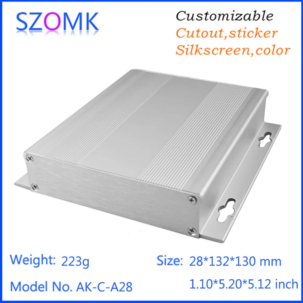 

10Pcs szomk silvery wall mounting extruded aluminum case junction box 28*132*130mm switch box electronic aluminum project box