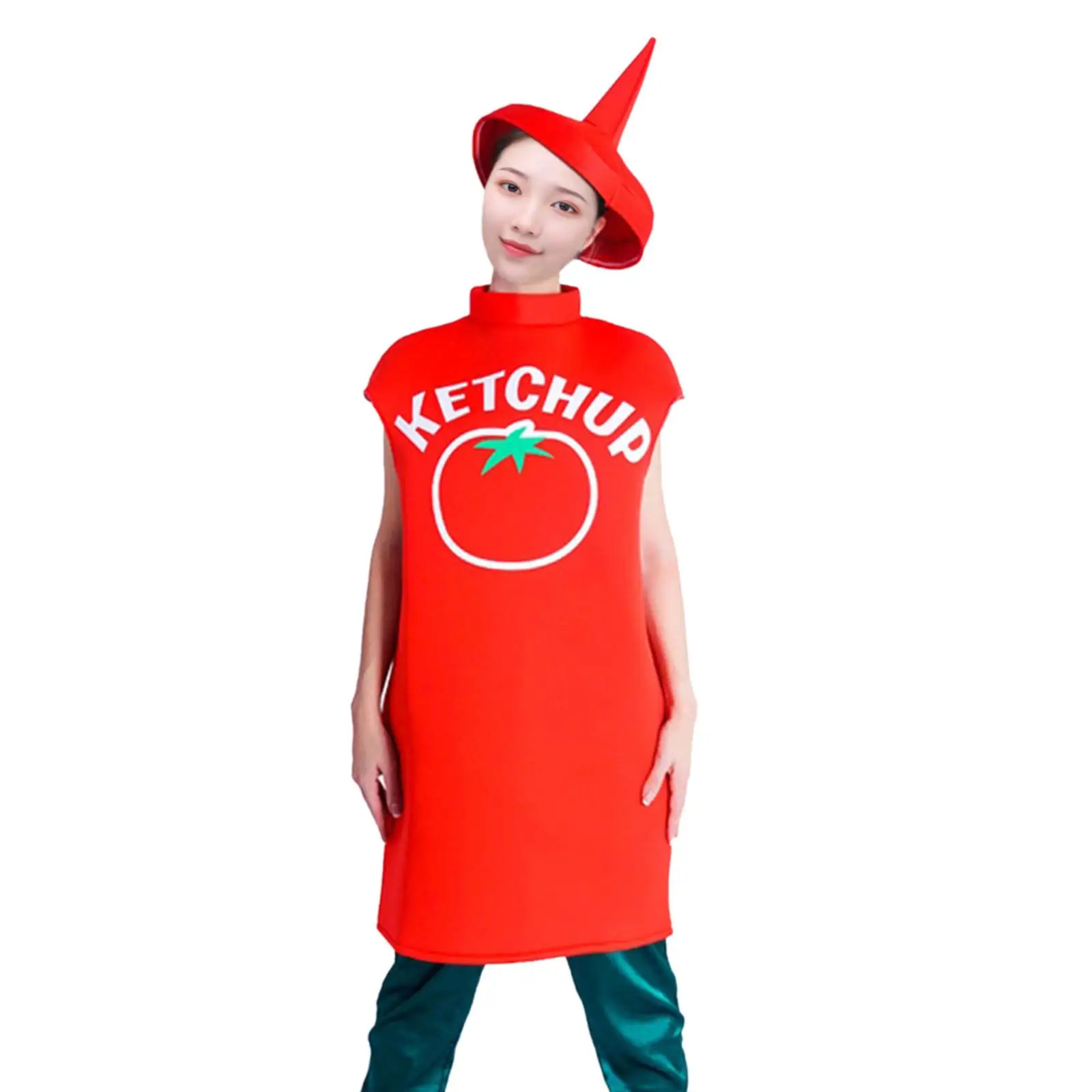 Ketchup Kostuum Voor Volwassenen Foto Rekwisieten Met Hoed Rollenspel Pak Fancy Dress Up