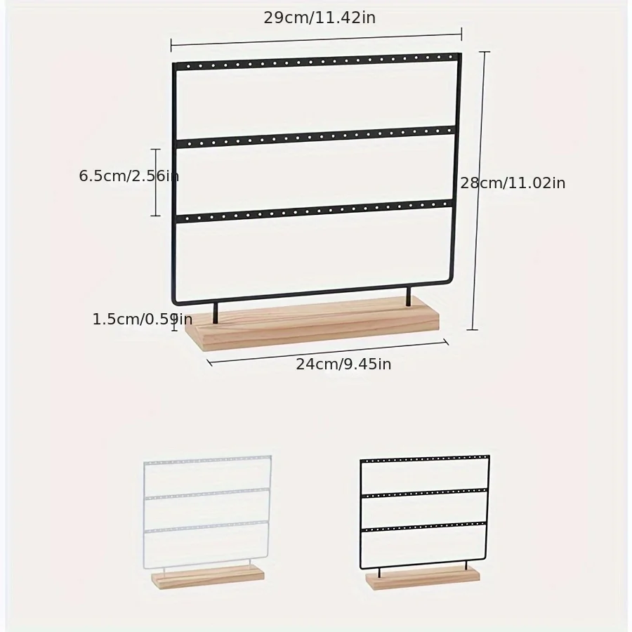 1 قطعة القرط المعدني عرض موقف قاعدة خشبية منضدية مجوهرات المنظم مستطيلة رسمت القرط عرض لعداد المجوهرات