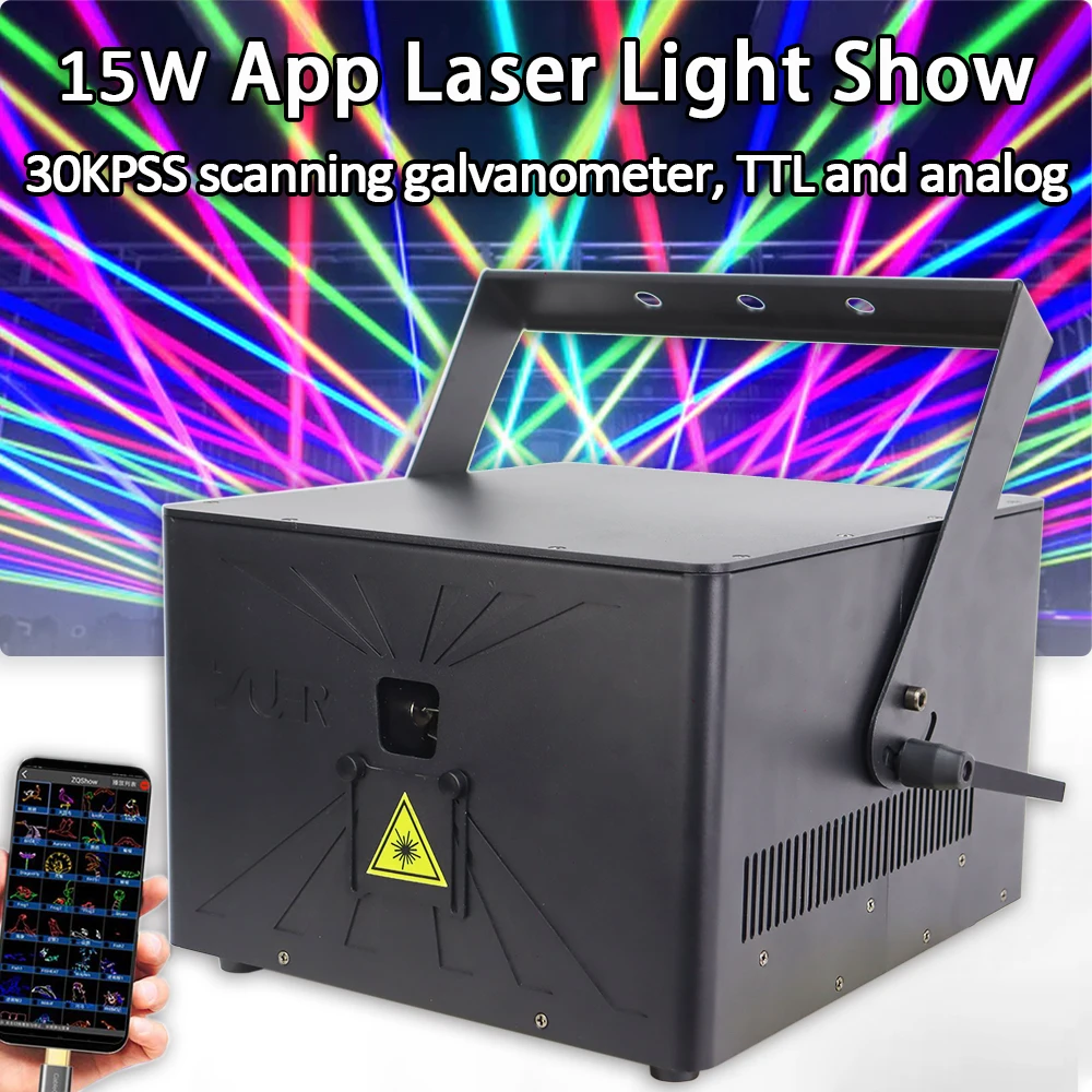 

15W APP Light Control Support Bluetooth RGB Animation DMX ILDA Scanner Laser Projector Wedding Dj Disco Party Stage Effect Light