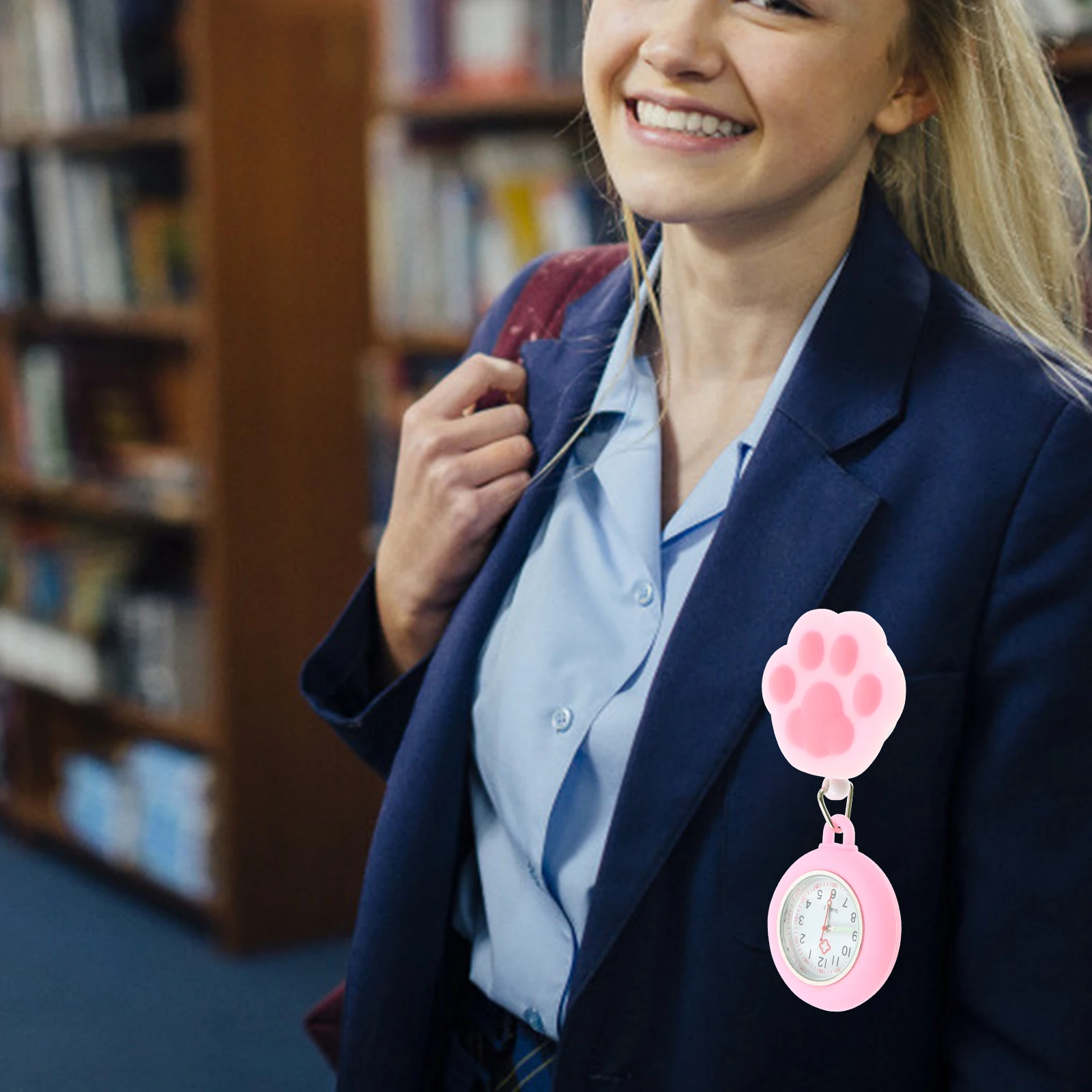 Nurse Watch Pocket Watches Clip on Quartz Luminous Portable Cat Paw Number Rope Durable Safe