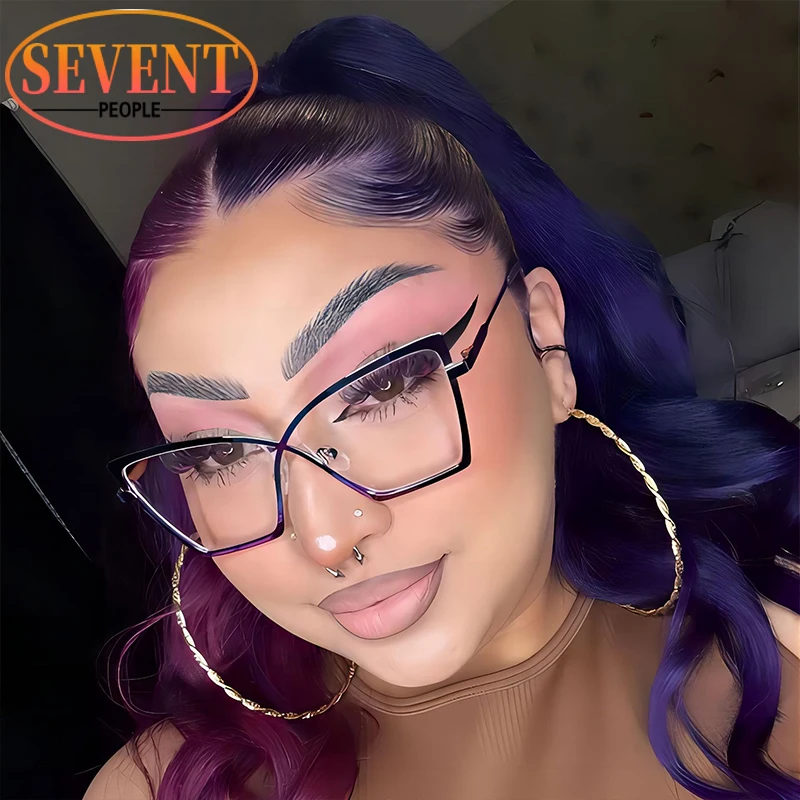 Oversized Cat Eye Butterfly Sunglasses Women 2025 Luxury Brand Trendy Square Clear Anti Blue Light Eyeglasses For Ladies UV400