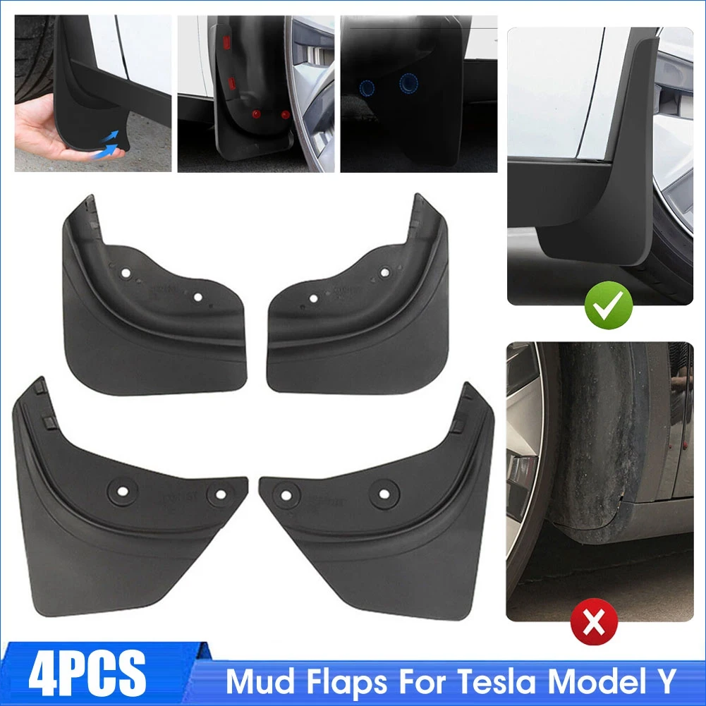 Model Y Mud Flaps Front and Rear Splash Guards Mudguard Mudflaps Car Accessories for Tesla Model Y 2021 2022 (Set Of 4)