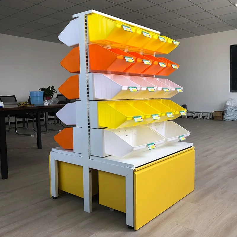 Yellow single-sided cold-rolled steel candy rack five-layer multi-colored snack box, snack rack commercial