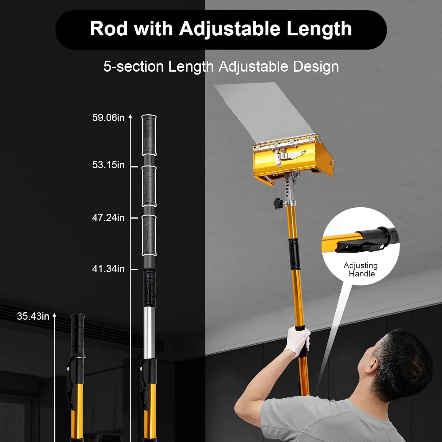 10" Professional Drywall Flat Finishing Box Tool w/ 40-64 Inch Adjustable Handle