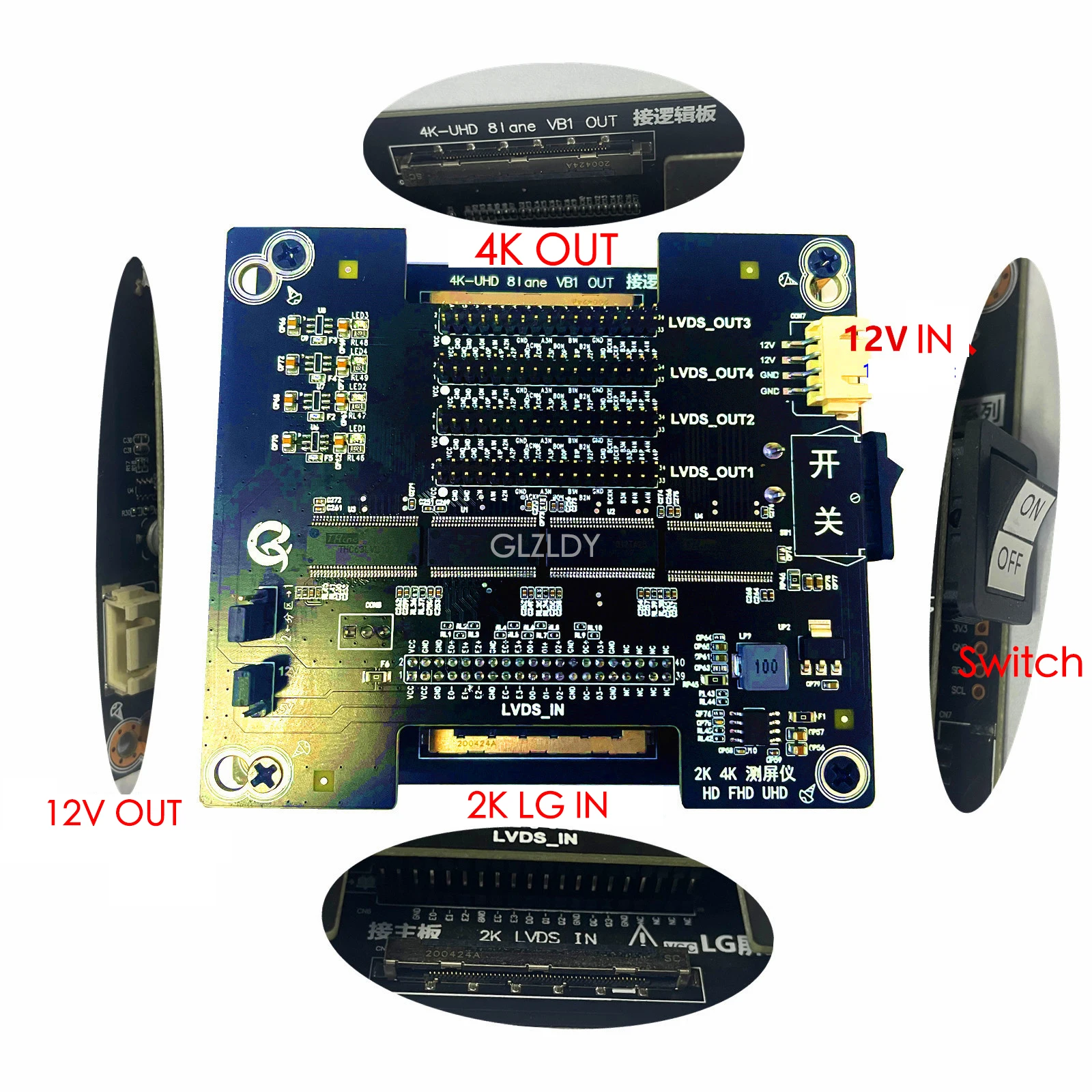 Full Kit Multi-function Screen Tester LCD LED TV repair 2K 4K HD FHD UHD Tester 1/2 partition 4ch LVDS OUT with factory remote