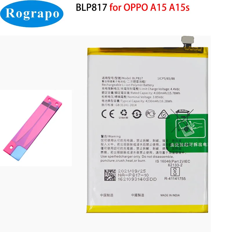 New Oririnal 4230mAh BLP817 Mobile Phone Battery For OPPO A15 A15s CPH2185 CPH2179