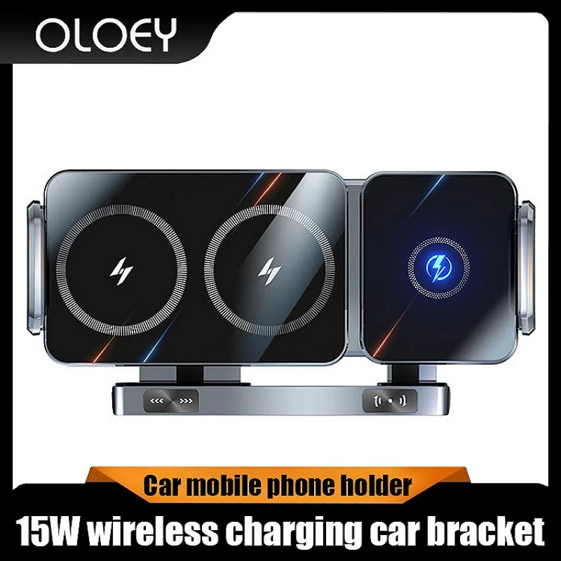 

New 15W Wireless Fast Car Charger Mount Gravity Car Phone Holder For Samsung Automatic Rotating Universal Phone Charging Stand
