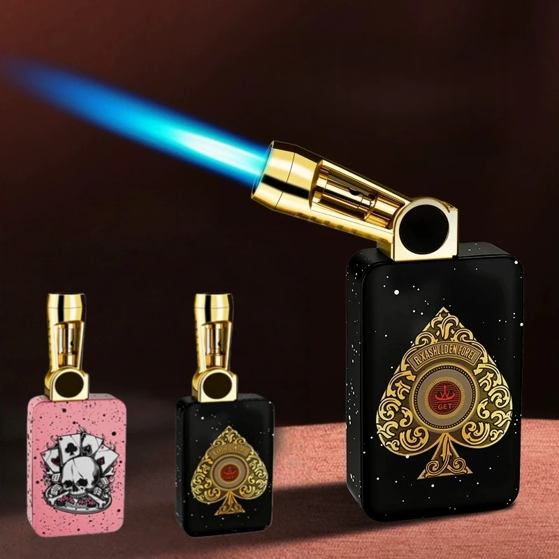 

New Metal High Temperature Spray Gun Lighter Windproof Spray Flame Belt 45 ° Flexible Nozzle Outdoor Portable Lighter Gift