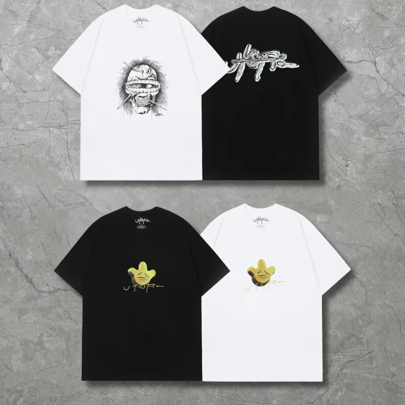 

UTOPIA Printed Short Sleeve T-shirt High Quality Vintage Loose Casual Clothing for Cactus Jack Men Women Tee