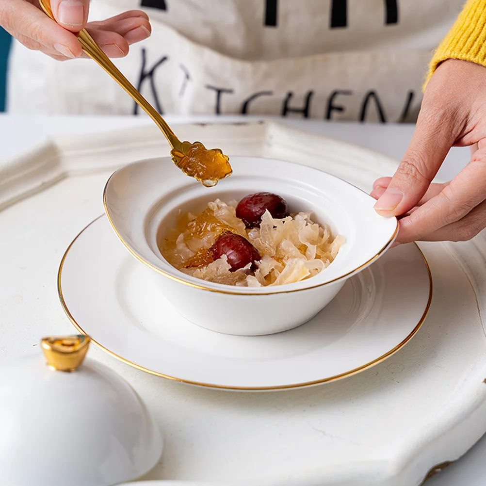 

1Set Dessert Baking Bowls Ceramic Soup Bowl Set Anti Skid Smooth Finish for Cooking Ingredients Pudding Baking Tools Home