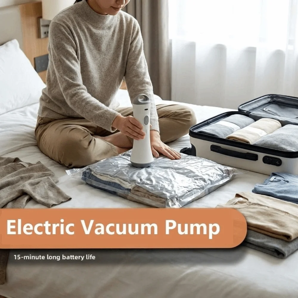 Portable Electric Vacuum Pump Wireless Low Noise Vacuum Bag Pump USB Rechargeable Lightweight Compressed Bag Air Pump