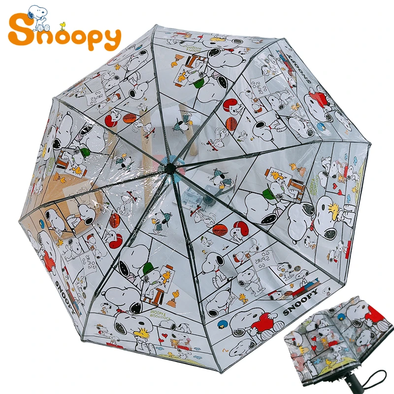 Snoopy Trifold Automatic Parasol Sunscreen UV Protection UPF50+ Cute Snoopy Portable Transparent Umbrella Gift for Girls