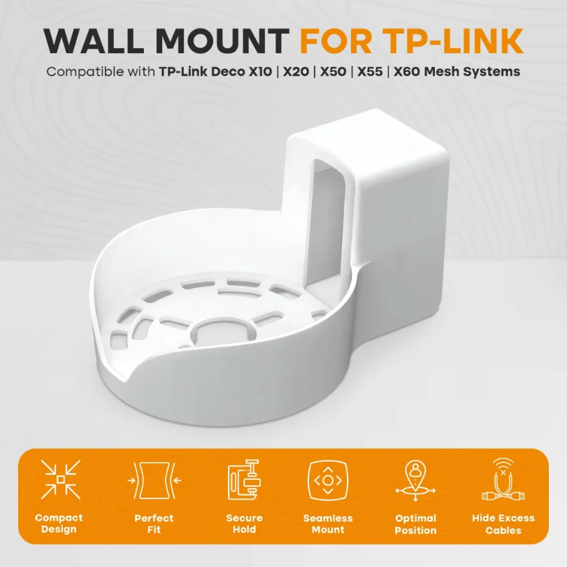 Wall Mount Bracket for TP-Link Deco X10 X20 X50 X55 X60 WiFi 6 Mesh Router Holder with Cable Organizer Management