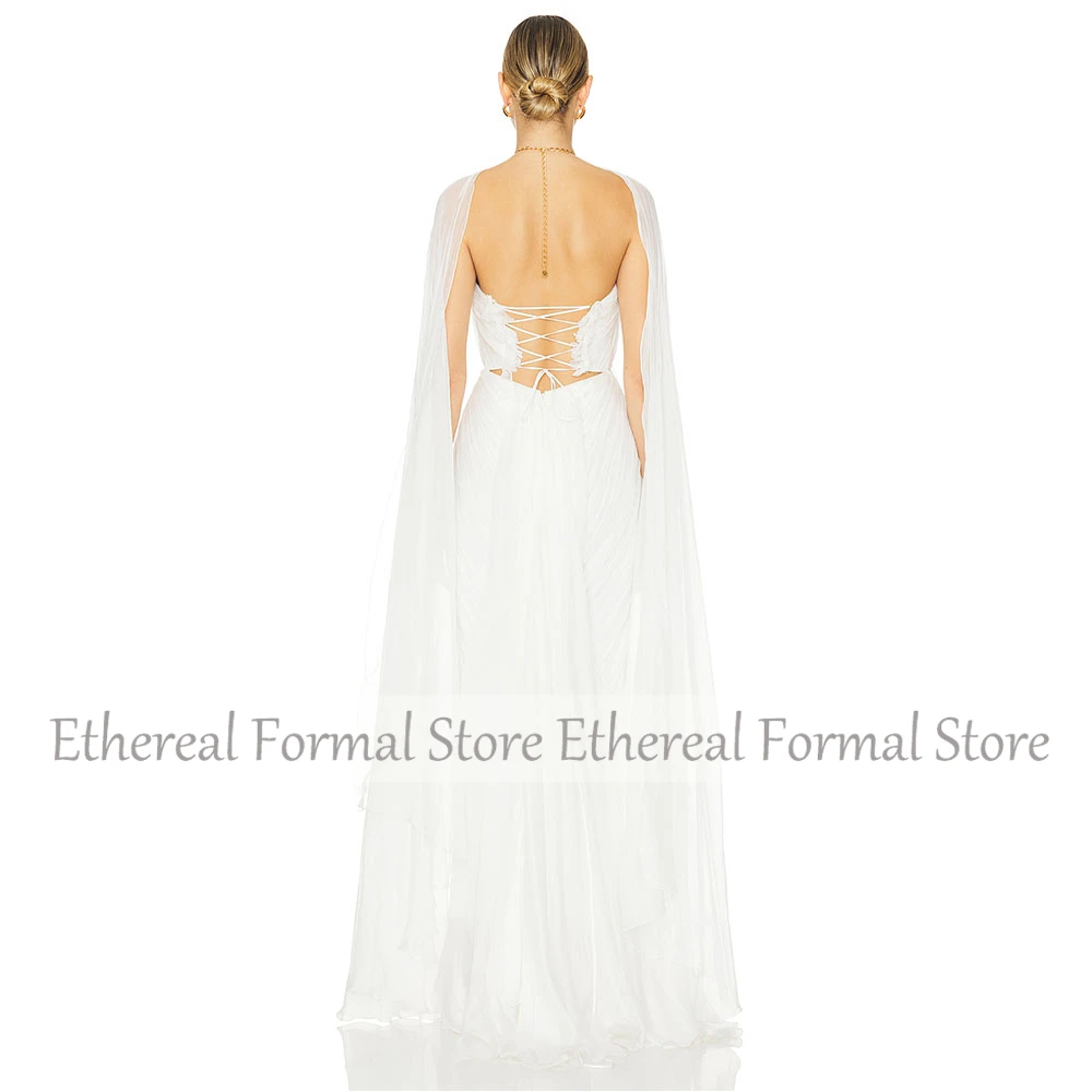 Современное женское вечернее платье из шифона цвета слоновой кости, платье русалки для выпускного вечера, вечернее платье для свадьбы, длиной до пола, плиссированное платье в Саудовской Аравии