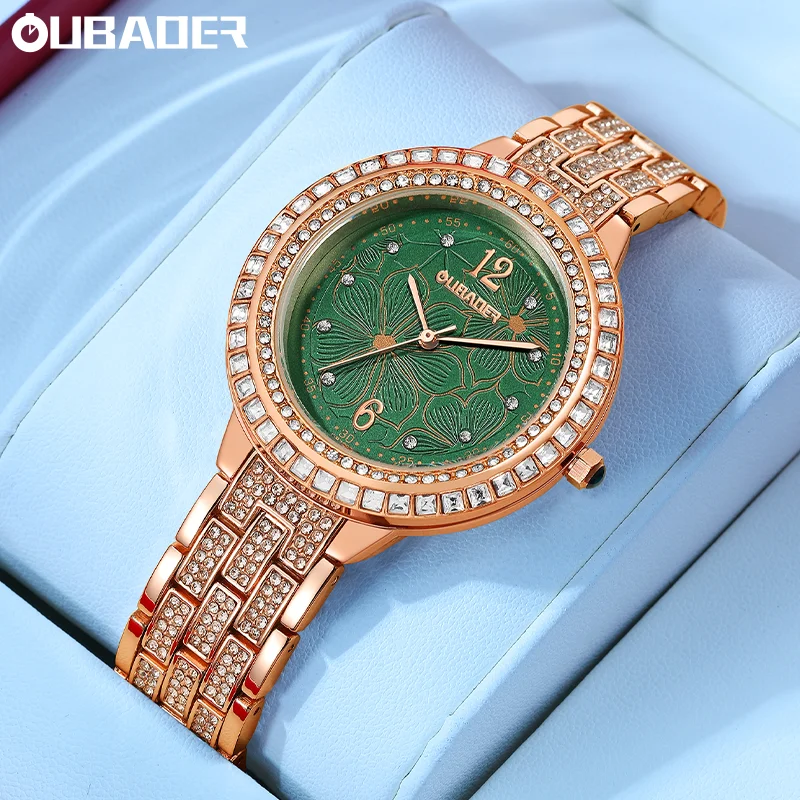 OUBAOER Ladies' Elegant Minimalist Starry Sky Timepiece Woman Alloy Bracelet Strap Wristwatch Women's Luxury Fashion Clock