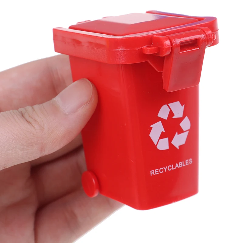 4pcs/set Trash Can Toy Garbage Truck Cans Curbside Vehicle Bin Toys Kid Simulation Furniture Toy Gift Mini Trash Can